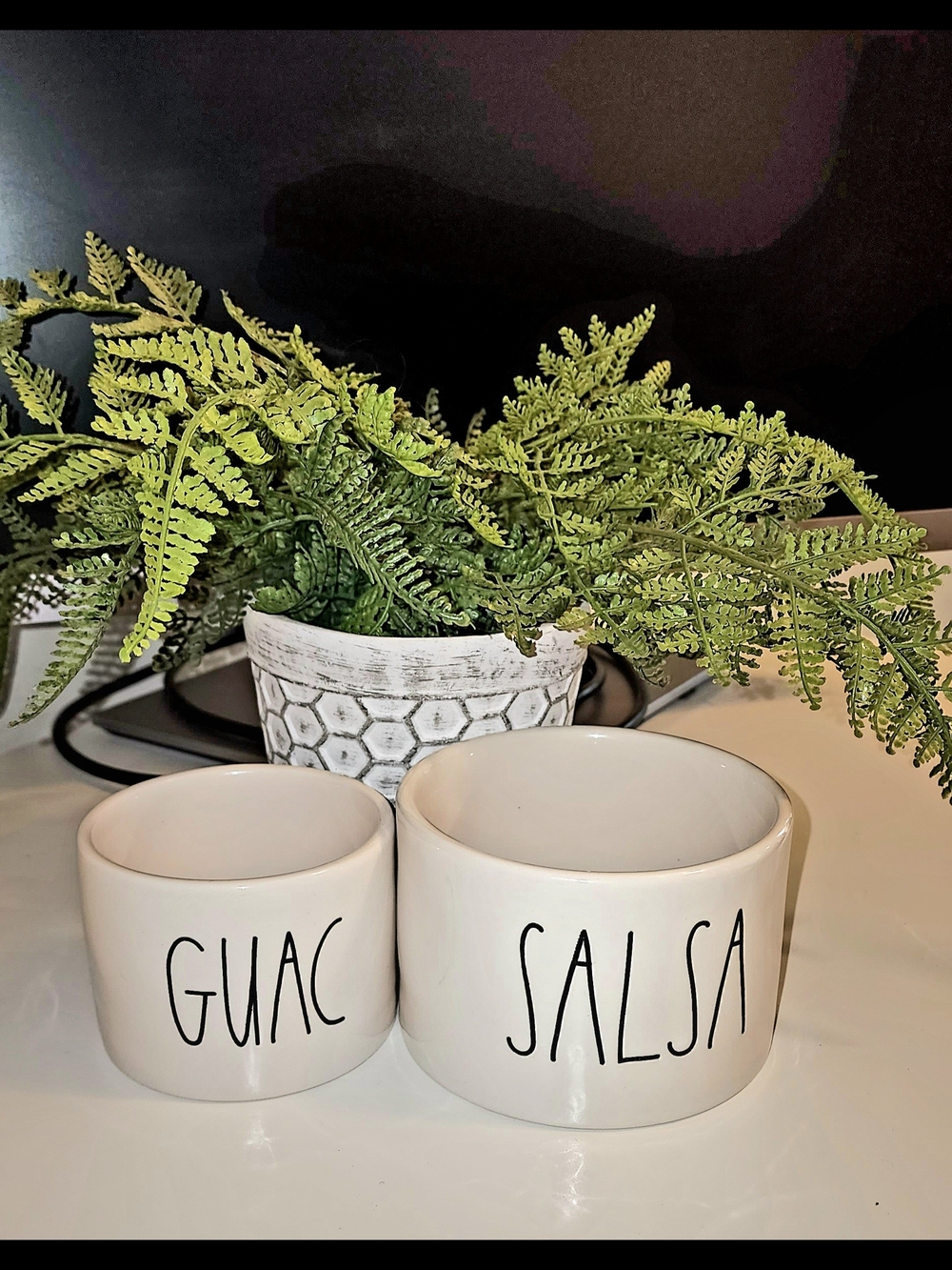 Rae Dunn Ceramic Guac & Salsa Serving Bowls - White